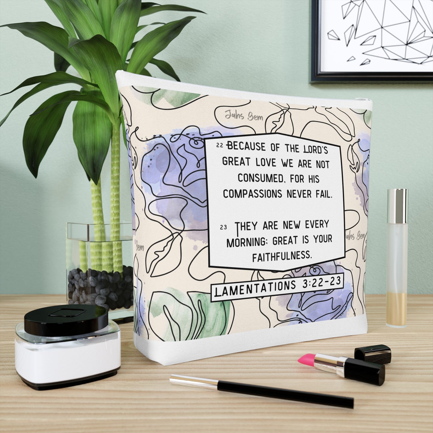 Travel/Cosmetic Pouch Inspired by Lamentations 3:22-23