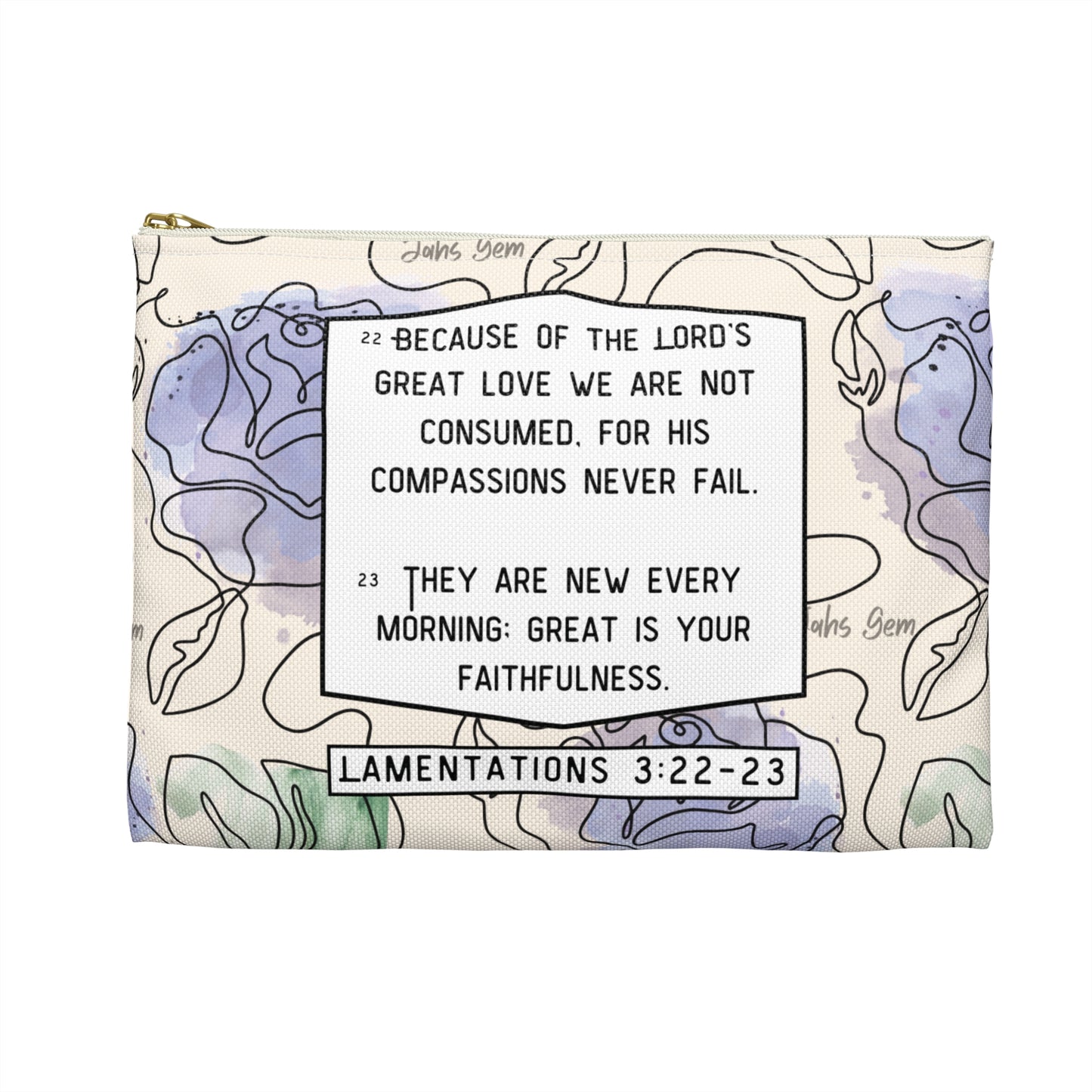 Lamentations Floral Bible Verse Accessory Pouch