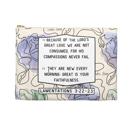Lamentations Floral Bible Verse Accessory Pouch