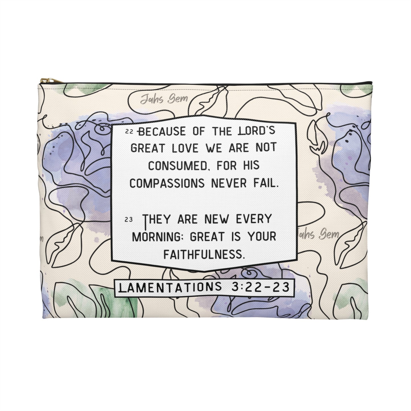 Lamentations Floral Bible Verse Accessory Pouch